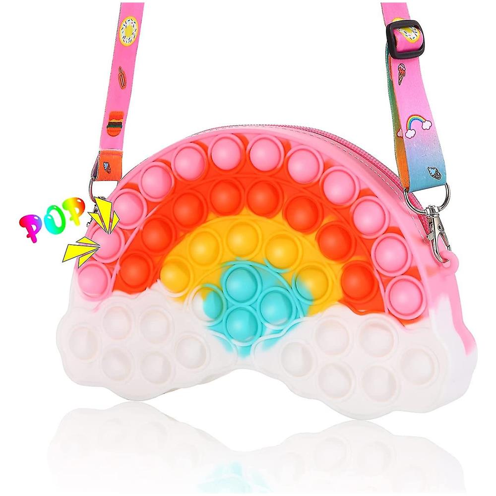 CWPFVQA Borsa a Tracolla Arcobaleno in Peluche per Bambini, Ragazze e Adolescenti