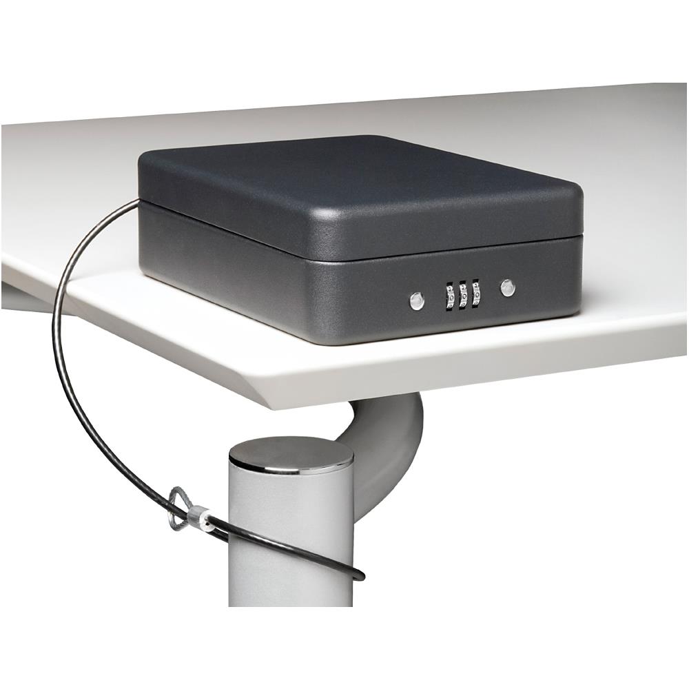 Private C9427 Cassetta Di Sicurezza Con Combinazione Per Trasportare Denaro | Cassetta Portavalori In Acciaio Con Fissaggio Mediante Cavo | Cassaforte Portatile De 15 Cm Di Larghezza | Nero - Foto 1