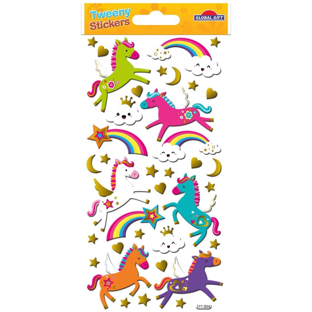 Adesivi - Schiuma - Unicorno E Arcobaleno - Brillantini - Foto 1