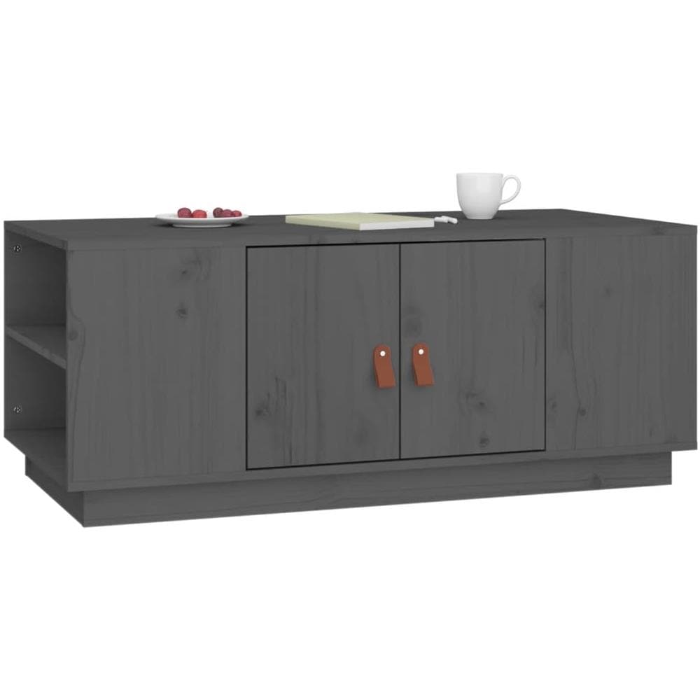 Tavolino Da Salotto Grigio 100x50x41 Cm Legno Massello Di Pino - Foto 3