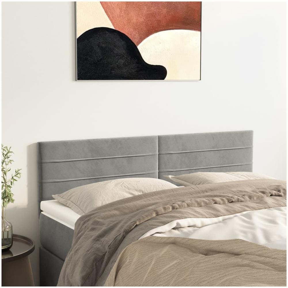Testiere 2 Pz Grigio Chiaro 72x5x78/88 Cm In Velluto - Foto 1