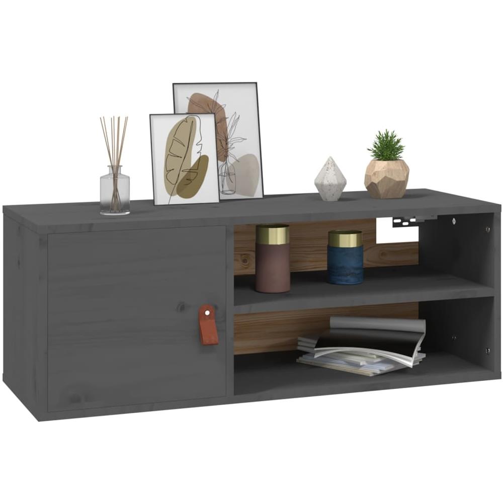 Pensili 2 Pz Grigi 80x30x30 Cm In Legno Massello Di Pino - Foto 2