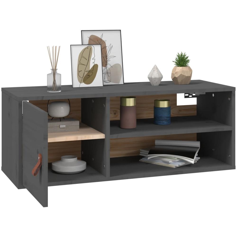 Pensili 2 Pz Grigi 80x30x30 Cm In Legno Massello Di Pino - Foto 3