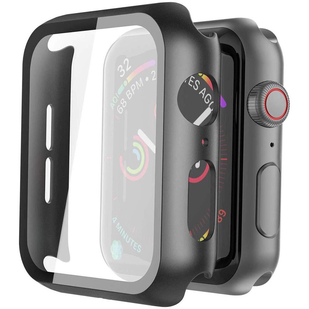 Proteggi Schermo Apple Watch 4/5/6 (44 Mm) Apple Watch Se (44 Mm) Vetro Temperato Nero - Foto 1