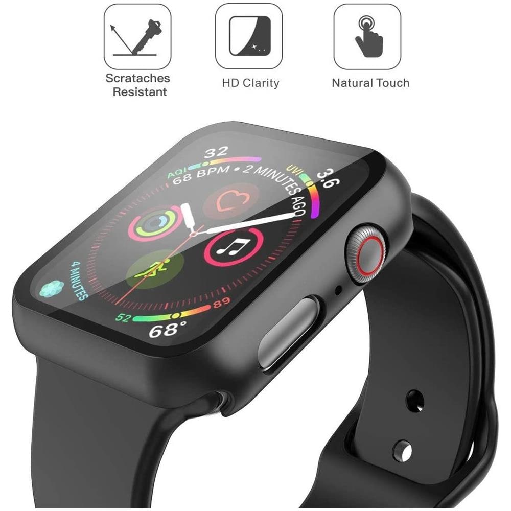 Proteggi Schermo Apple Watch 4/5/6 (44 Mm) Apple Watch Se (44 Mm) Vetro Temperato Nero - Foto 2