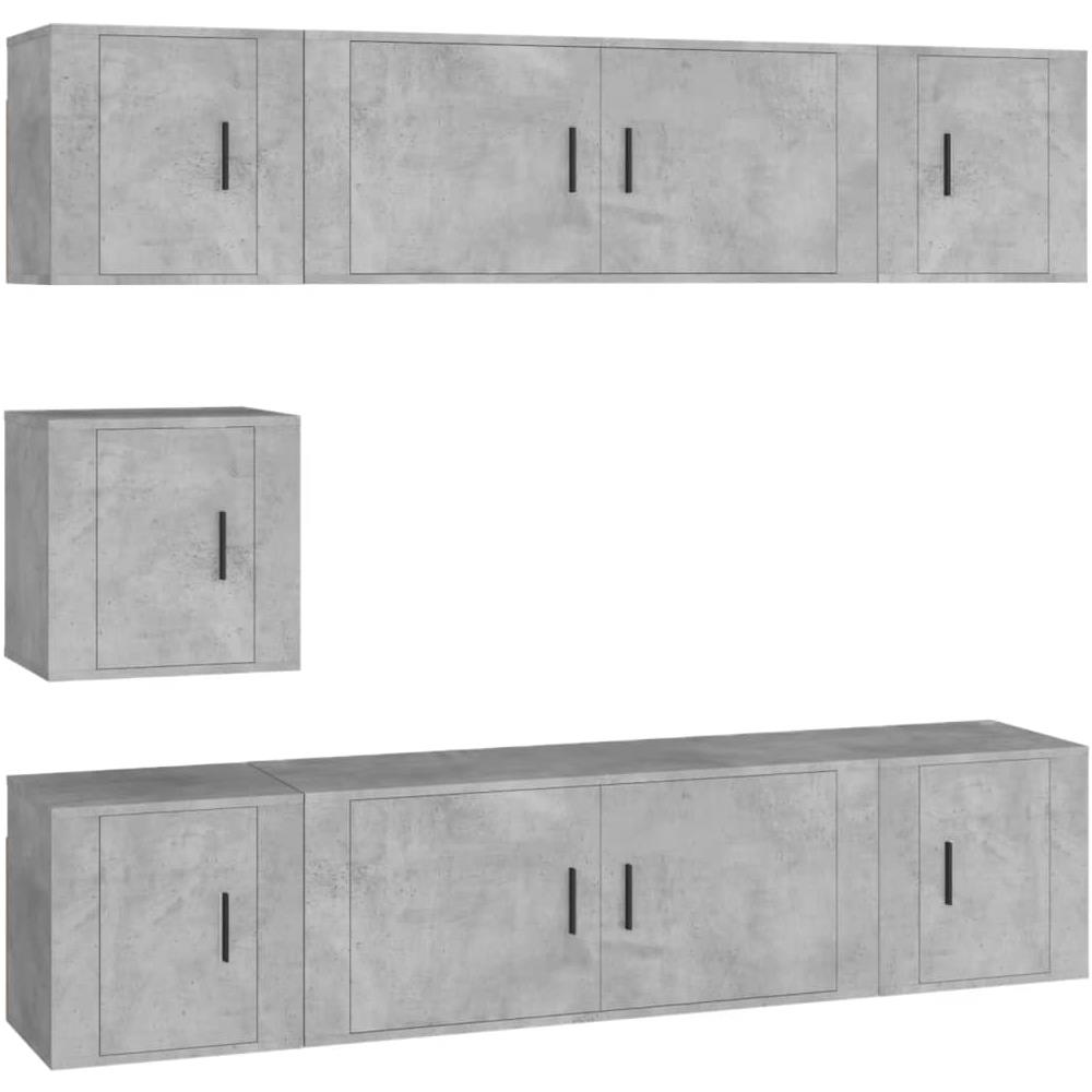 Set Di Mobili Porta Tv 7 Pz Grigio Cemento In Legno Multistrato - Foto 2