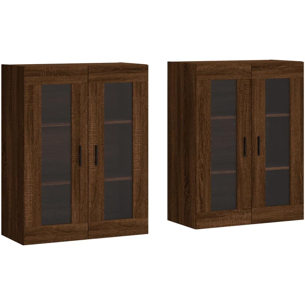 Armadietti A Parete 2 Pz Rovere Marrone In Legno Multistrato - Foto 1