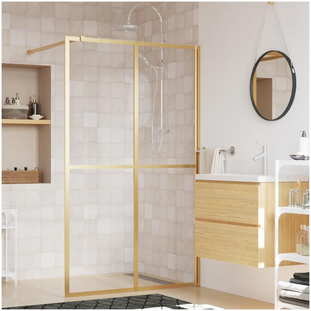 Parete per Doccia Walk-in Vetro Trasparente ESG 118x195 cm Oro - Foto 1