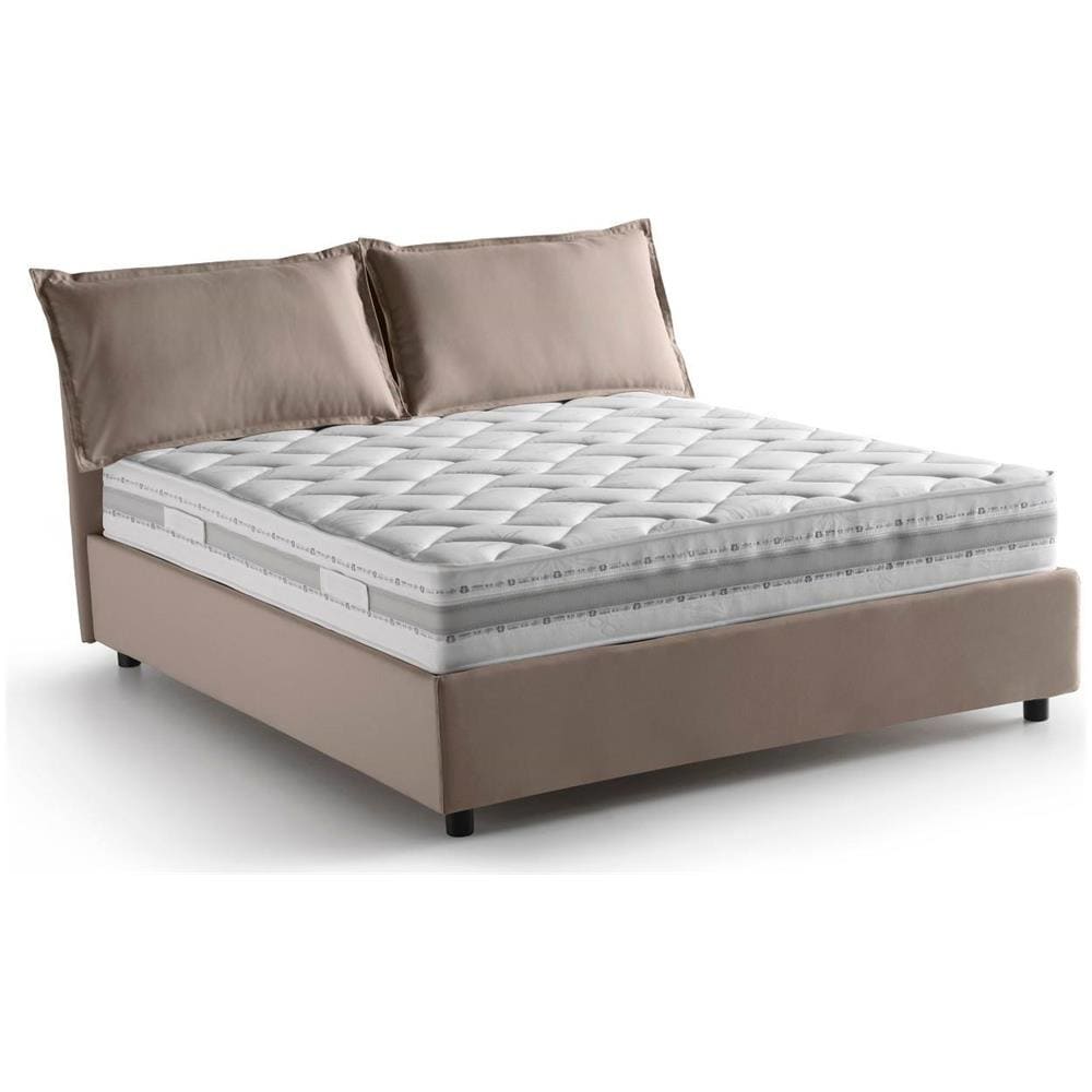 TALAMO ITALIA Letto Singolo Carla Letto Contenitore Con Rivestimento In Tessuto 100% Made In Italy Apertura Frontale Adatto Per Materasso Cm 90x200 Tortora OG12344