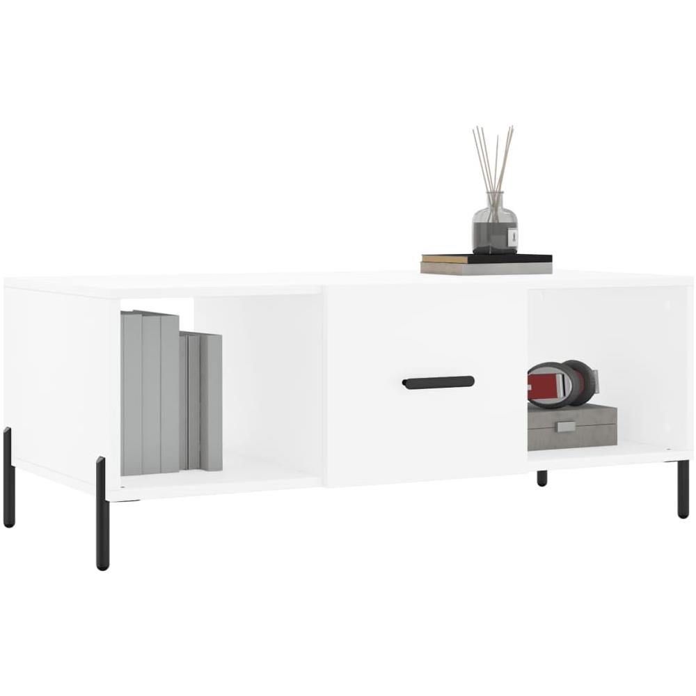 Tavolino Da Salotto Bianco 102x50x40 Cm In Legno Multistrato - Foto 3