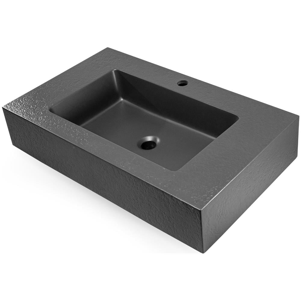 Top Lavabo Sospeso In Materiale Marmo Resina Finitura Asfalto *** Misure : 60x46x15 Cm, Tinta : Antracite - Foto 1