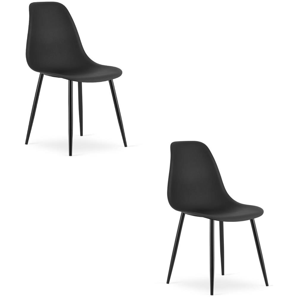 WAT Sedia da scrivania moderna nera / gambe nere x 2 - Foto 1