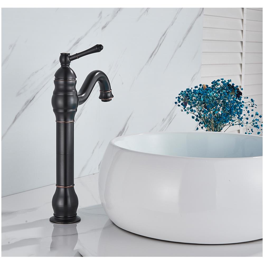 Rubinetto per lavabo da bagno, Blackswan, tipo M153, modello lungo nero anticato, misura 32,5 cm - Foto 4