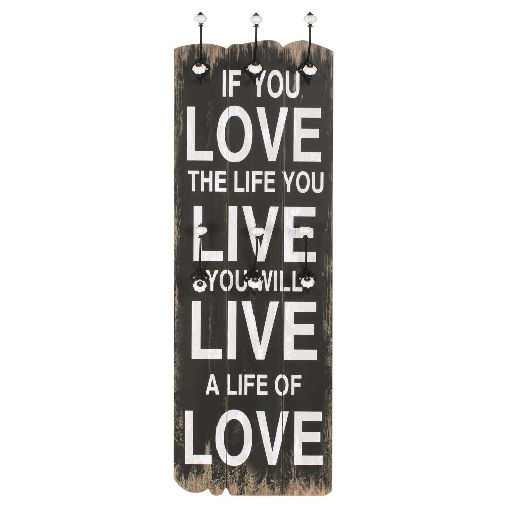 Appendiabiti Da Parete Con 6 Ganci Love Live 120x40 Cm - Foto 2