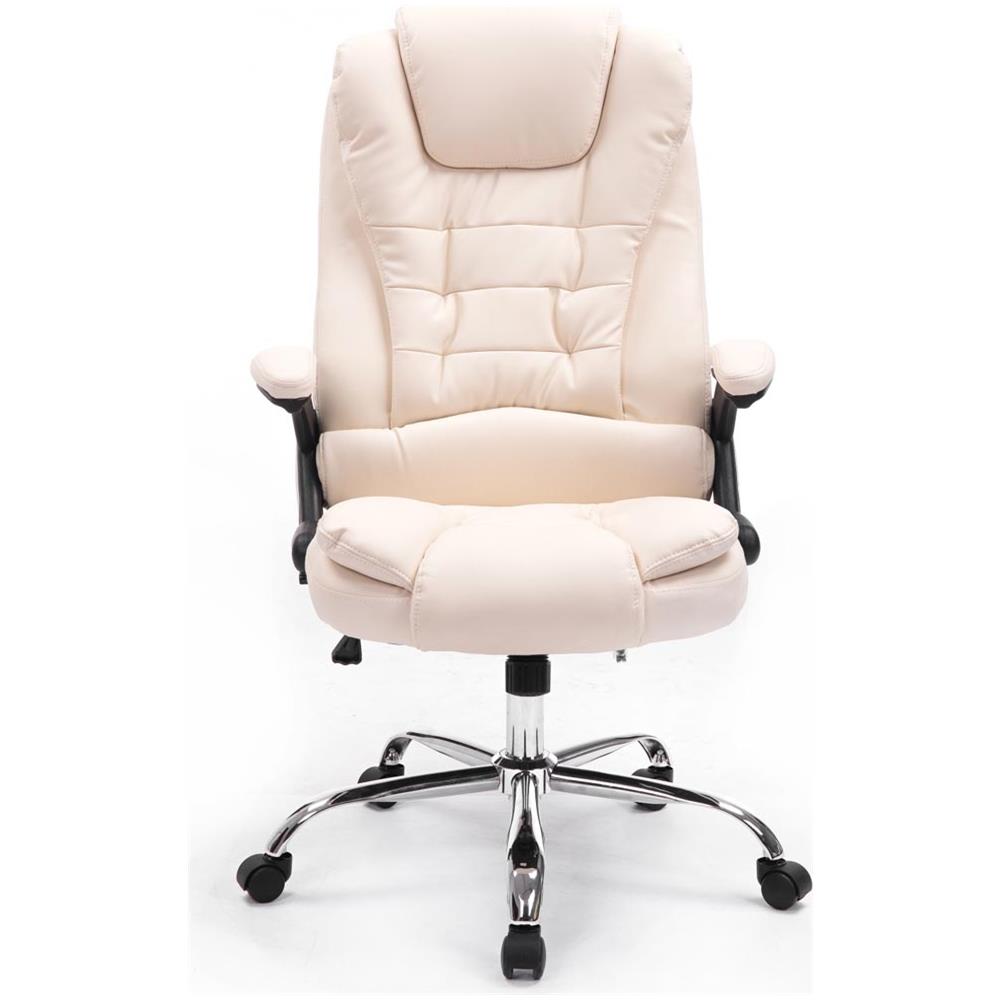 Sedia Ufficio Thor in Similpelle - Poltrona Studio Carico Max 150 kg I Sedia Pc Ergonomica Imbottita e Altezza Regolabile I Sedia da Scrivania con Ruote Antiattrito e Alto Schienale Crema - Foto 2