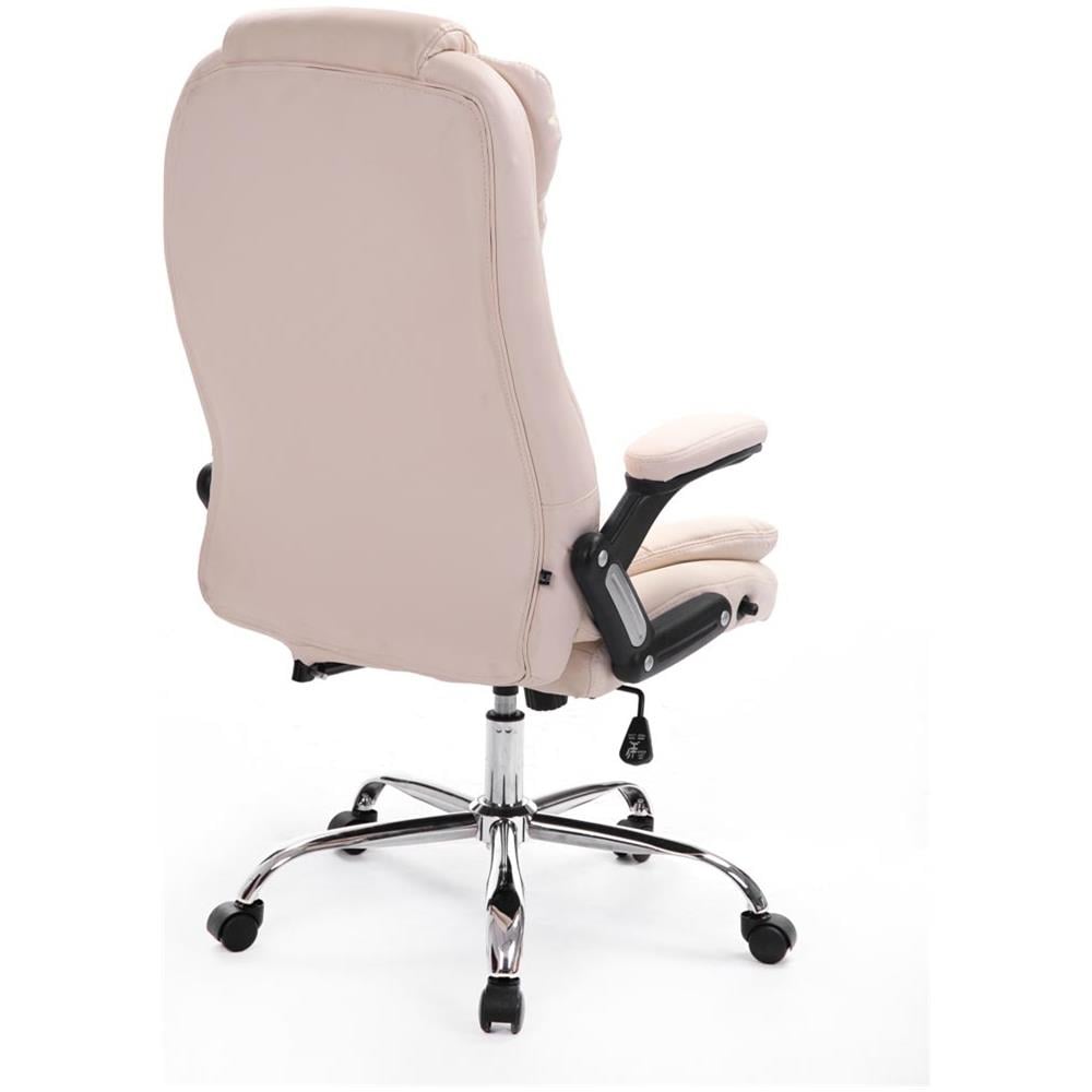 Sedia Ufficio Thor in Similpelle - Poltrona Studio Carico Max 150 kg I Sedia Pc Ergonomica Imbottita e Altezza Regolabile I Sedia da Scrivania con Ruote Antiattrito e Alto Schienale Crema - Foto 5