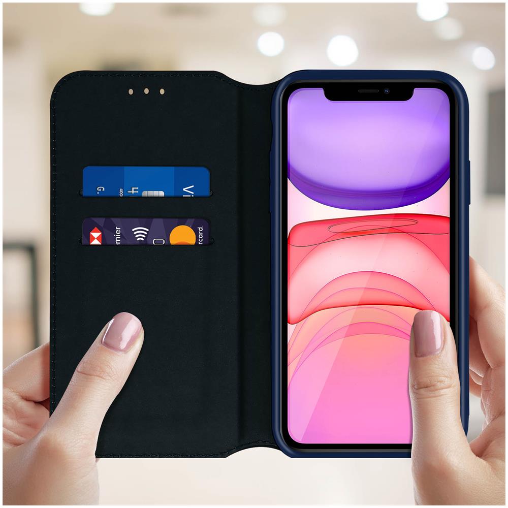 Custodia Apple Iphone 11 Portacarte Funzione Supporto Similpelle Liscia Blu - Foto 5