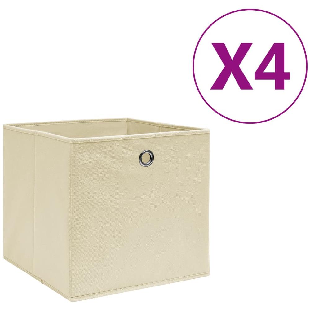 Contenitori 4 pz in Tessuto non Tessuto 28x28x28 cm Crema - Foto 1