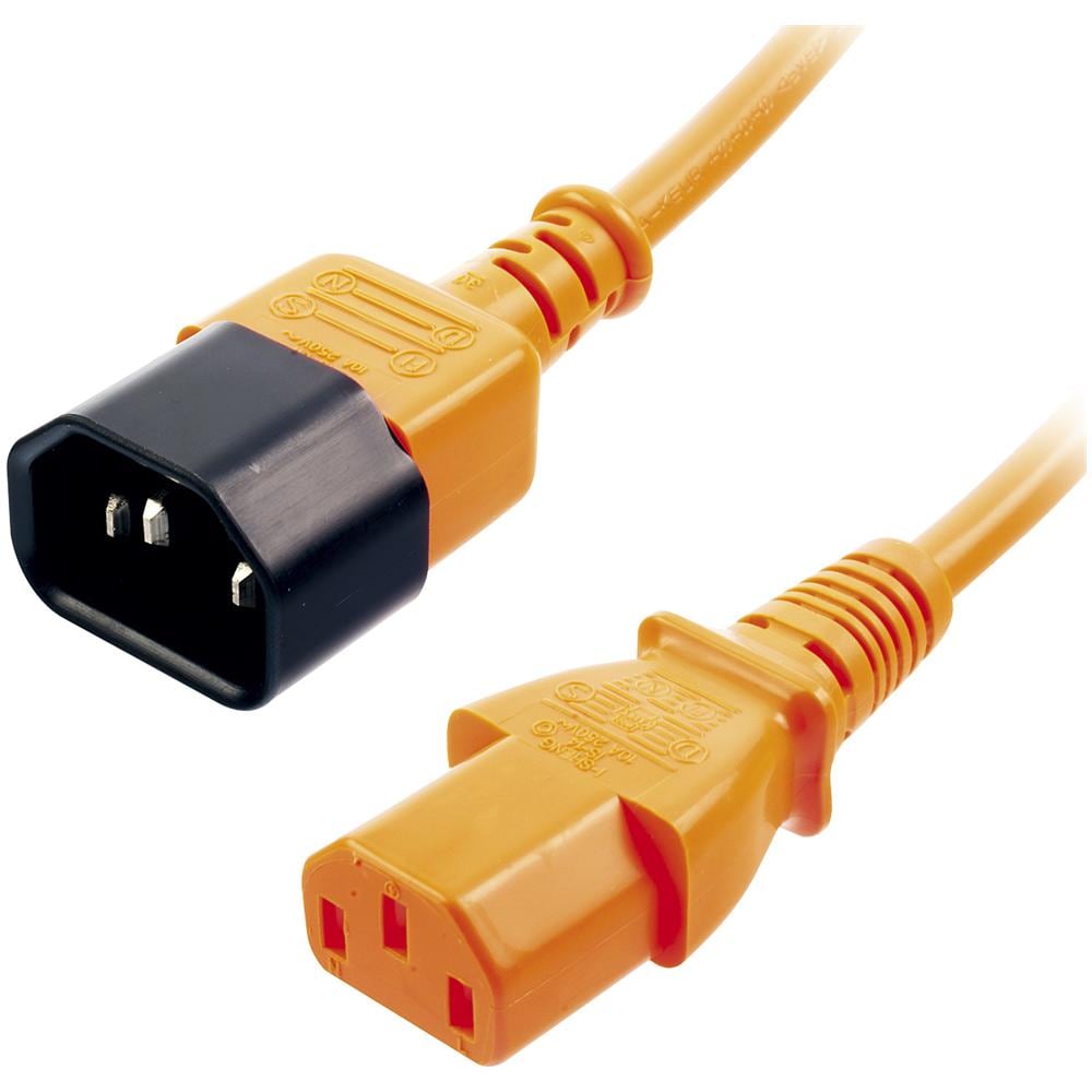 Cavo di Prolunga IEC C14 / IEC C13 Maschio / Femmina da 1m Colore Arancione - Foto 1