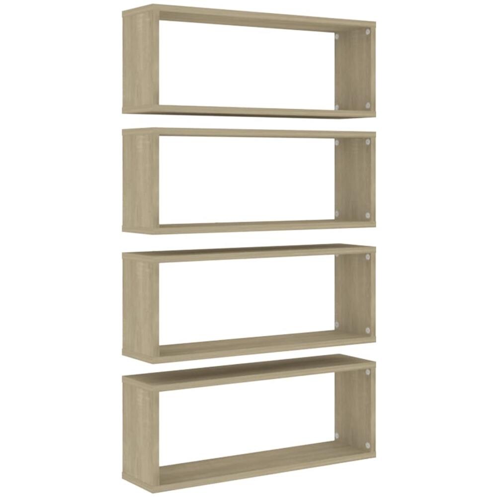 Mensole Parete a Cubo 4pz Rovere Sonoma 60x15x23 cm Multistrato - Foto 2