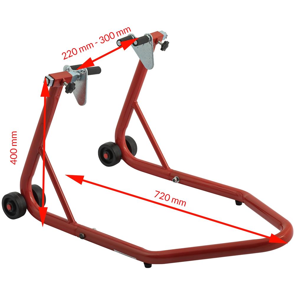 Cavalletto Alza Moto Anteriore A Forca Regolabile Solleva 4 Ruote Rosso - Foto 2