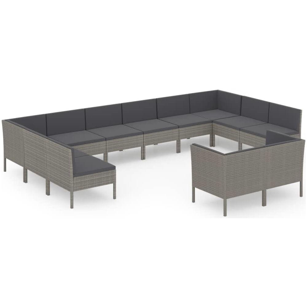 Set Divani Da Giardino 12 Pz Con Cuscini In Polyrattan Grigio - Foto 2