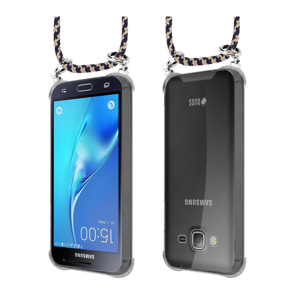 Catena Di Telefoni Cellulari Compatibile Con Samsung Galaxy J3 / J3 Duos 2016 In Blu Scuro Giallo - Coperchio Protettivo In Silicone Con Anelli D'argento, Cinturino In Corda E Custodia Staccabile - Foto 8