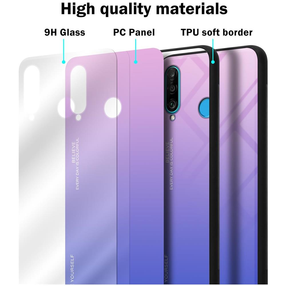Custodia Compatibile Con Huawei P30 Lite In Rosa - Blu - Coperchio Protettivo Bicolore In Vetro Temperato E Silicone Tpu - Foto 7