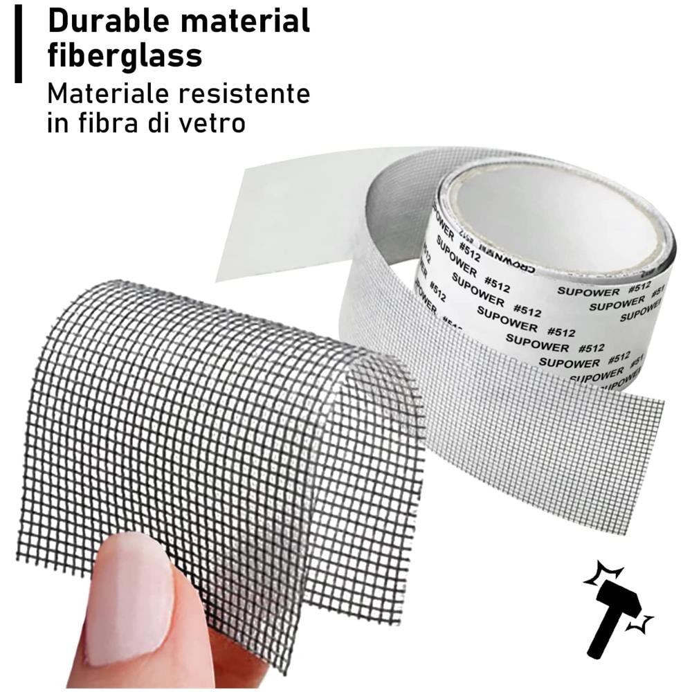 Nastro Per Riparare Zanzariere, Nastro Adesivo Forte In Fibra Di Vetro Ripara Zanzariere, Contro Zanzare E Insetti, Rotolo Zanzariera, Riparatore Finestre E Porte Anti-zanzara - Foto 7