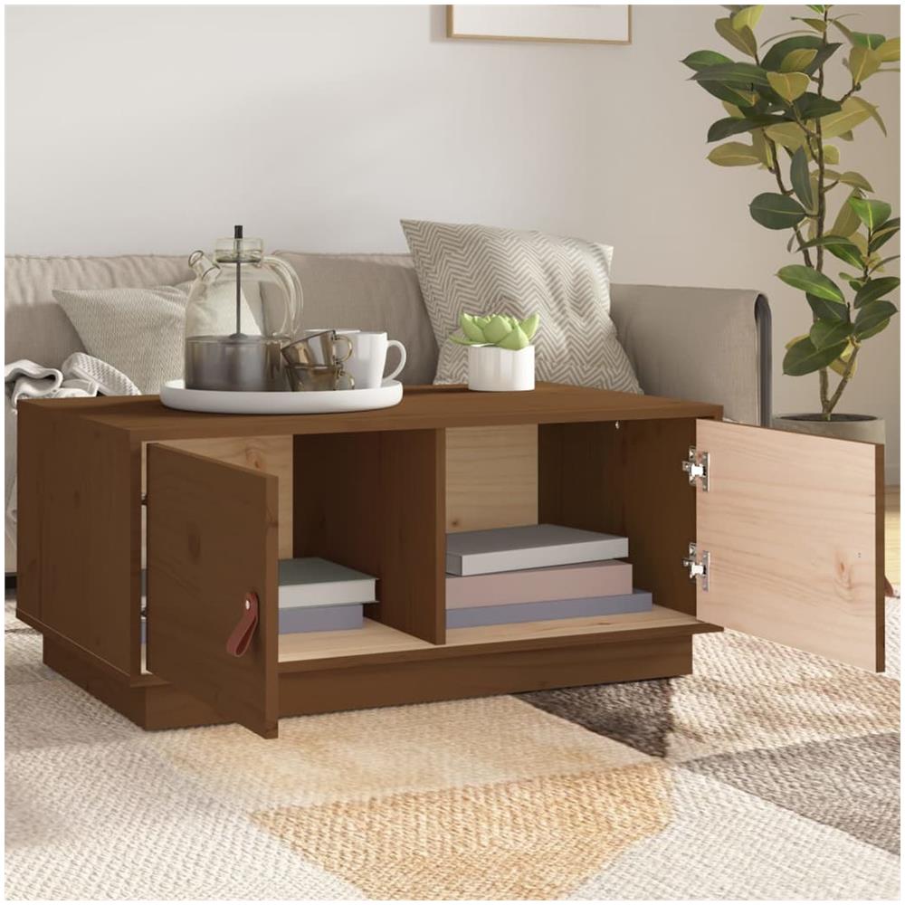 Tavolino Da Salotto Miele 80x50x35 Cm In Legno Massello Di Pino - Foto 3