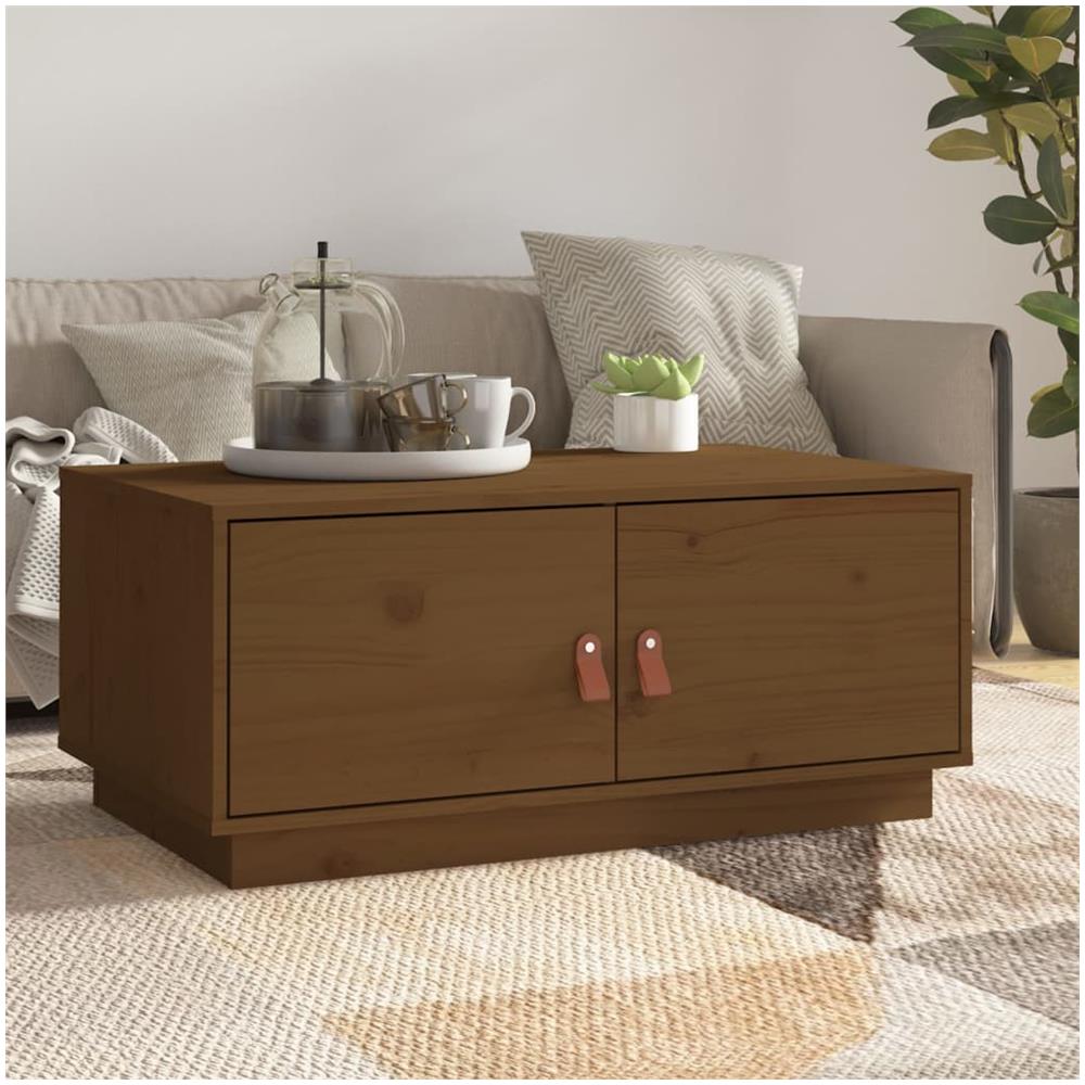Tavolino Da Salotto Miele 80x50x35 Cm In Legno Massello Di Pino - Foto 1