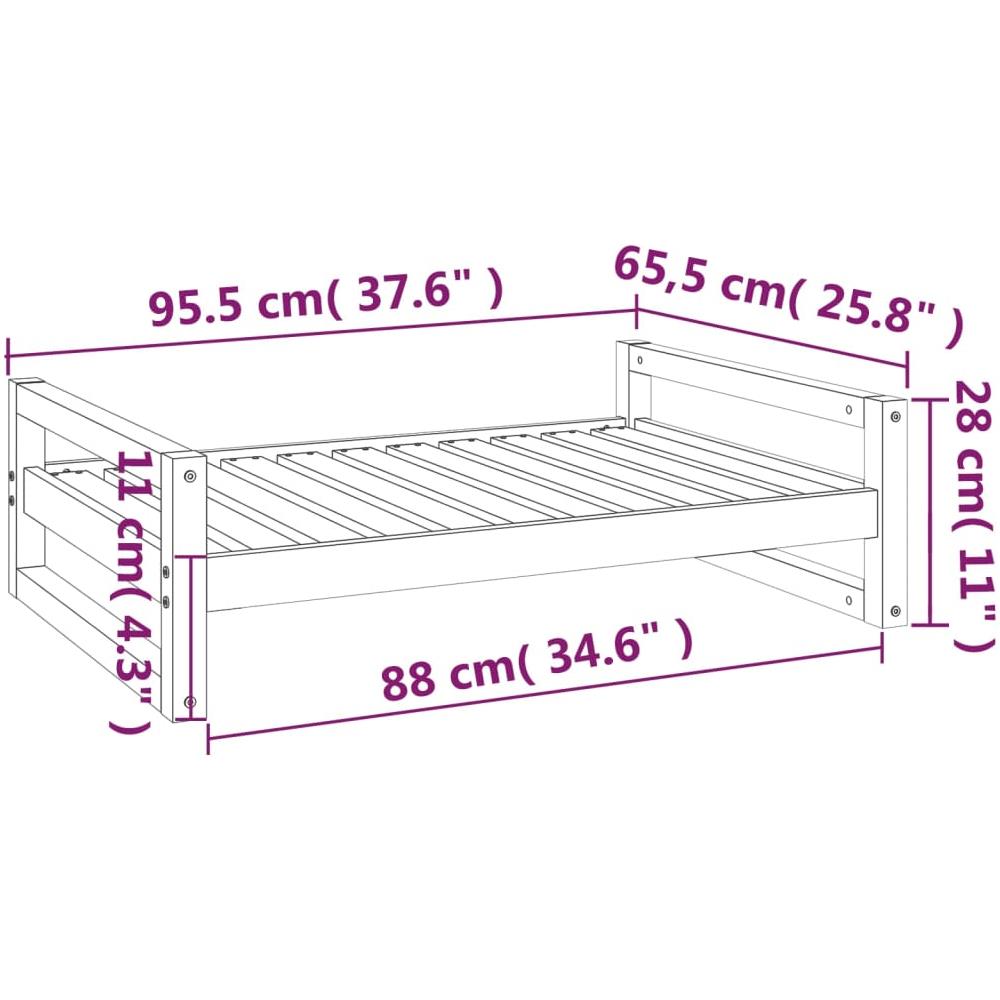 Cuccia Per Cani Bianca 95,5x65,5x28cm In Legno Massello Di Pino - Foto 7