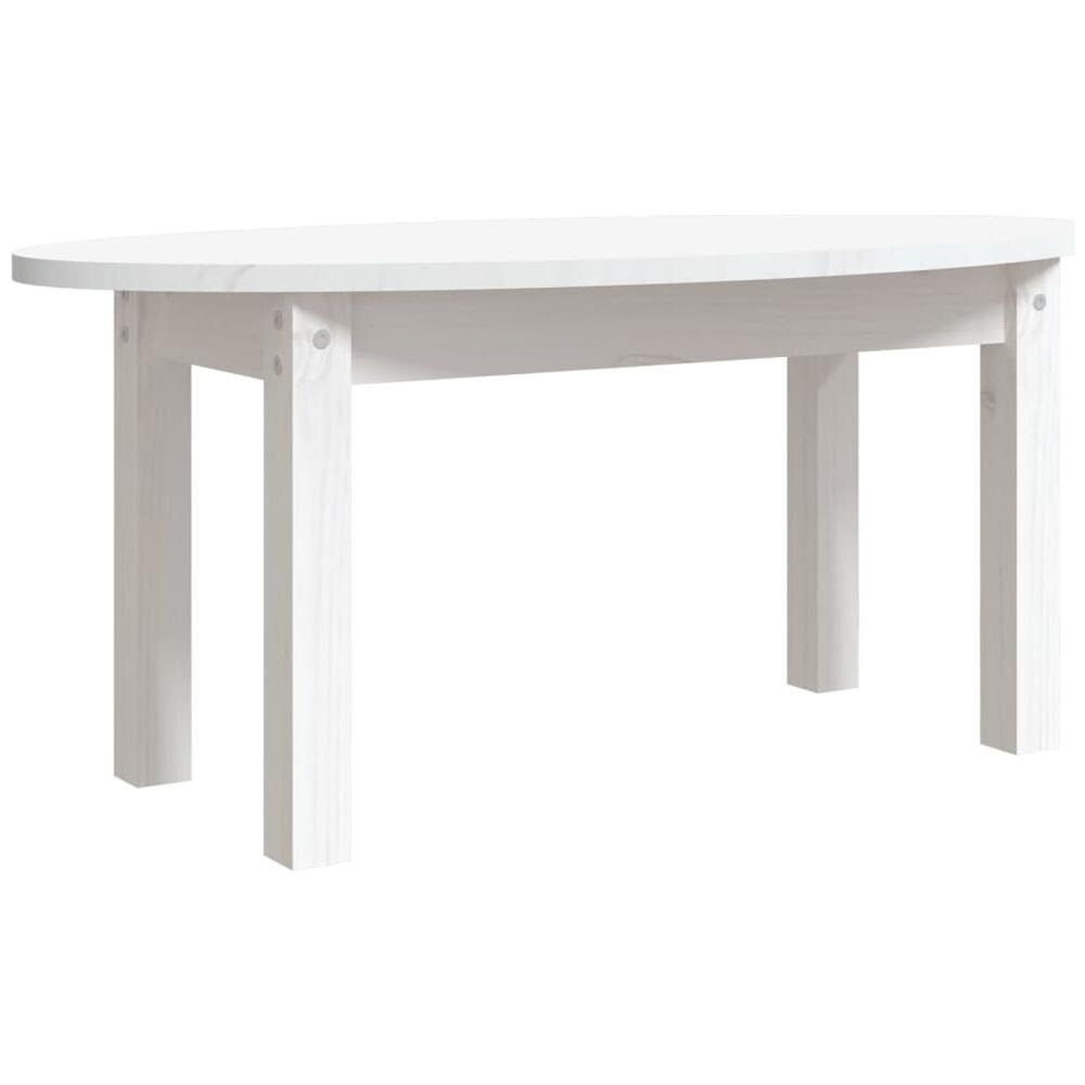 Tavolino Da Salotto Bianco 80x40x35 Cm Legno Massello Di Pino - Foto 2