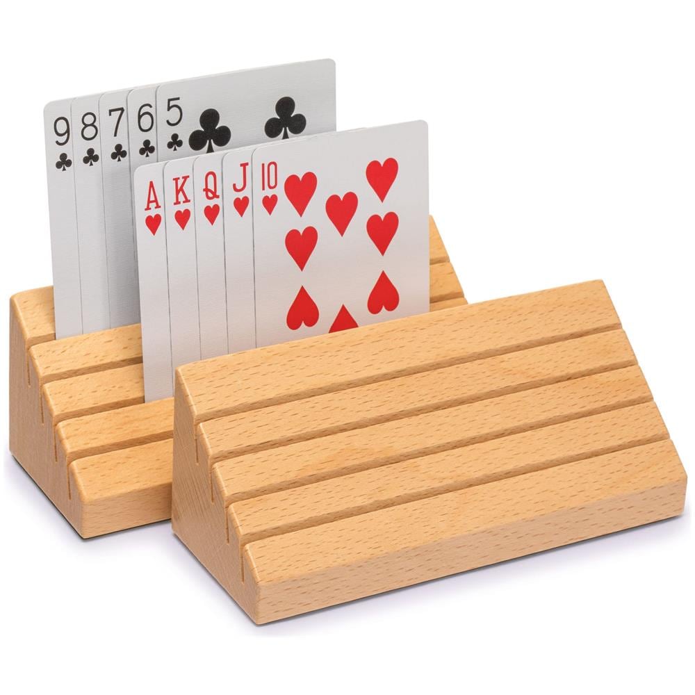 Porta Carte Da Gioco In Legno Massello Di Faggio Di Dimensioni Standard Di rts - Set Di 2 Organizzatori Di Carte - Foto 2