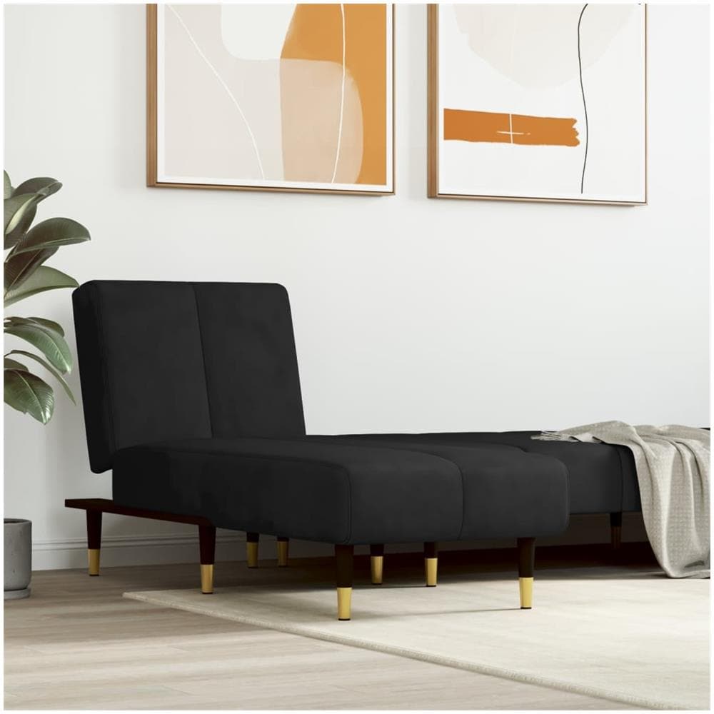 Chaise Longue In Velluto Nero - Foto 1