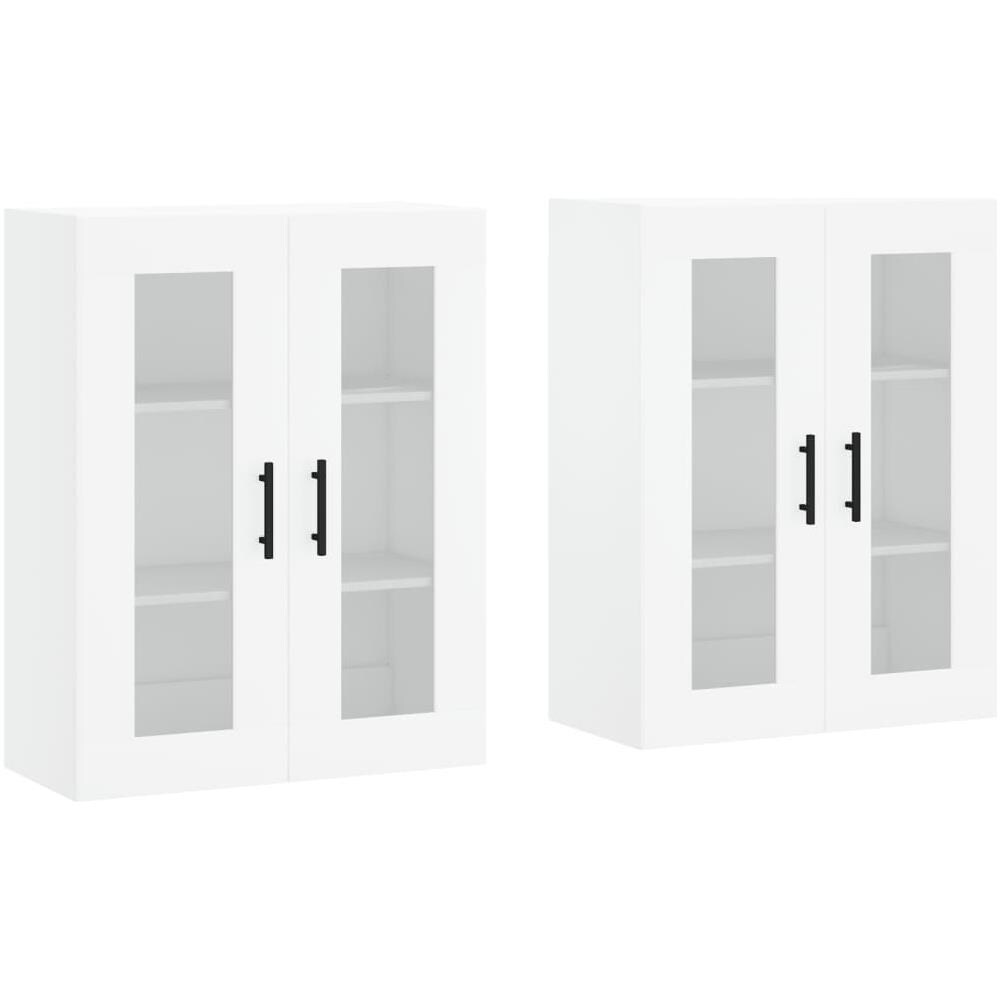 Armadietti A Parete 2 Pz Bianchi In Legno Multistrato - Foto 1