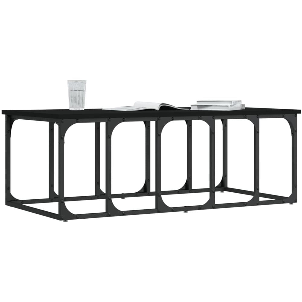 Tavolino Da Salotto Nero 100x50x35,5 Cm In Legno Multistrato - Foto 3