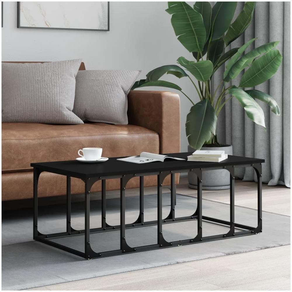 Tavolino Da Salotto Nero 100x50x35,5 Cm In Legno Multistrato - Foto 1