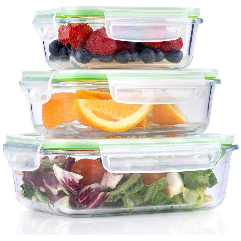 Set 6 Contenitori Salvafreschezza con 3 Coperchi 3 Vaschette 370 - 640 - 1050 ml - Foto 1