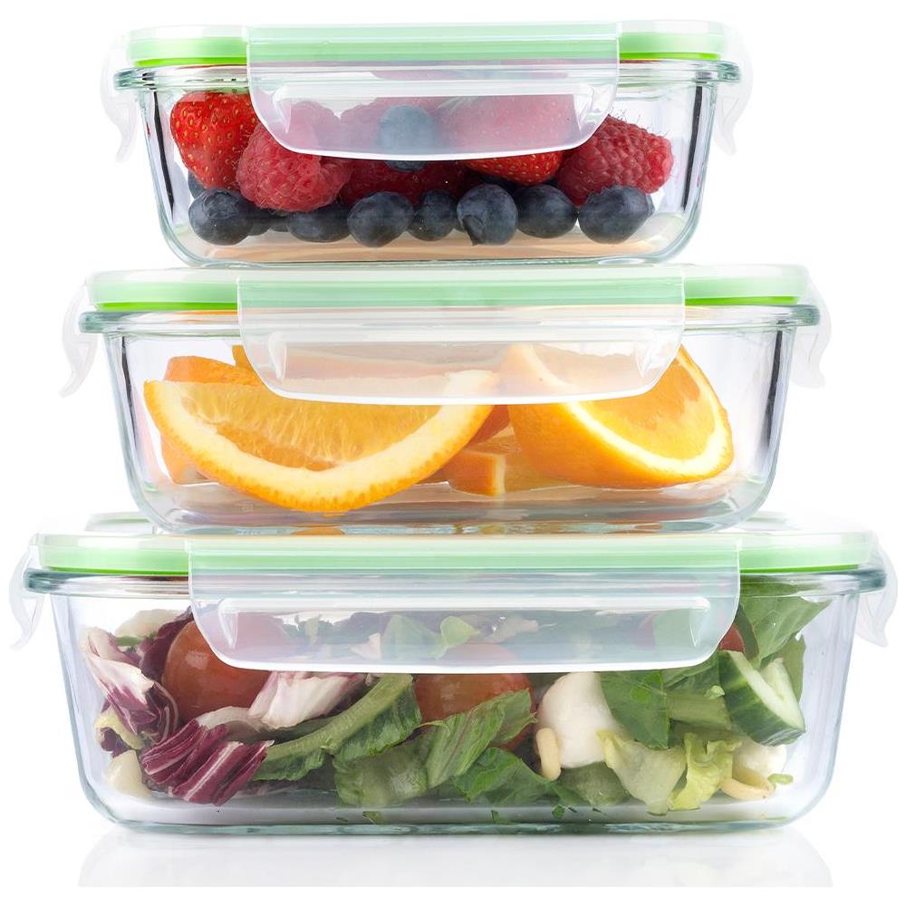 Set 6 Contenitori Salvafreschezza con 3 Coperchi 3 Vaschette 370 - 640 - 1050 ml - Foto 2