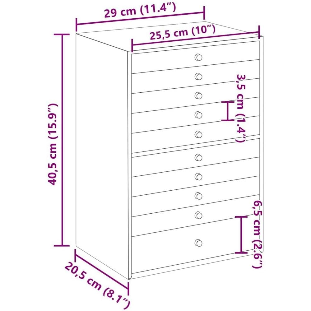 Portagioie 10 Strati con Portaorologi Bianco 29x20,5x40,5 cm - Foto 10