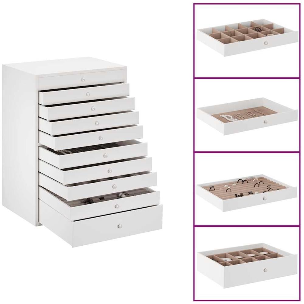 Portagioie 10 Strati con Portaorologi Bianco 29x20,5x40,5 cm - Foto 2