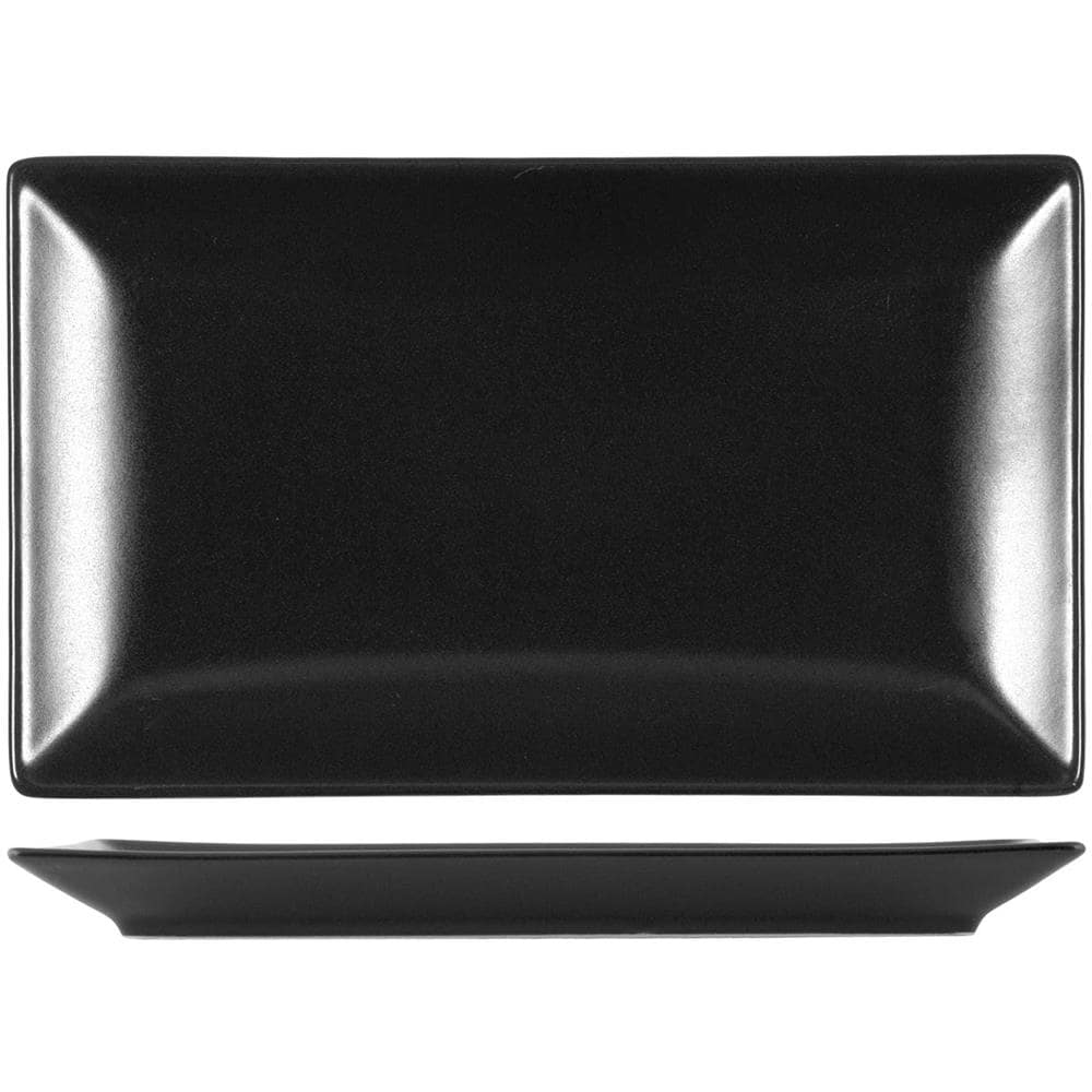 Confezione 6 piatti rettangolari Boston in stoneware nero cm 25x15 - Foto 1
