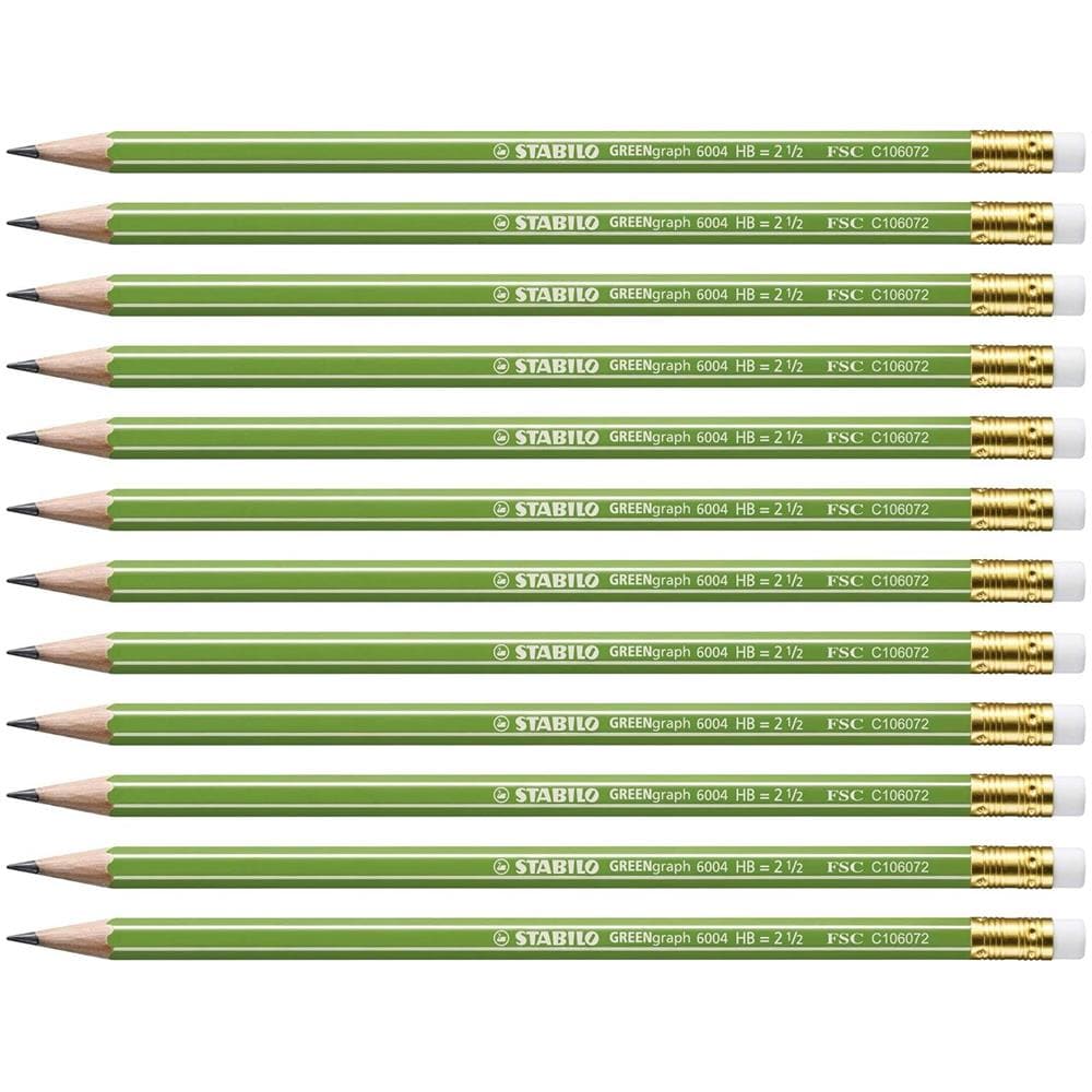 GREENgraph - Matita in Grafite Ecosostenibile - con gommino - certificata FSC - Confezione da 12 - Gradazione HB - Foto 1