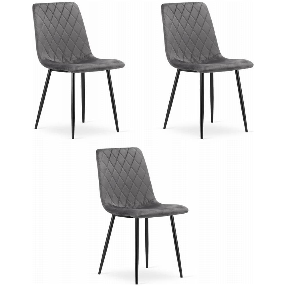 Sedia TURIN in velluto grigio scuro, design ergonomico x3 - Foto 1
