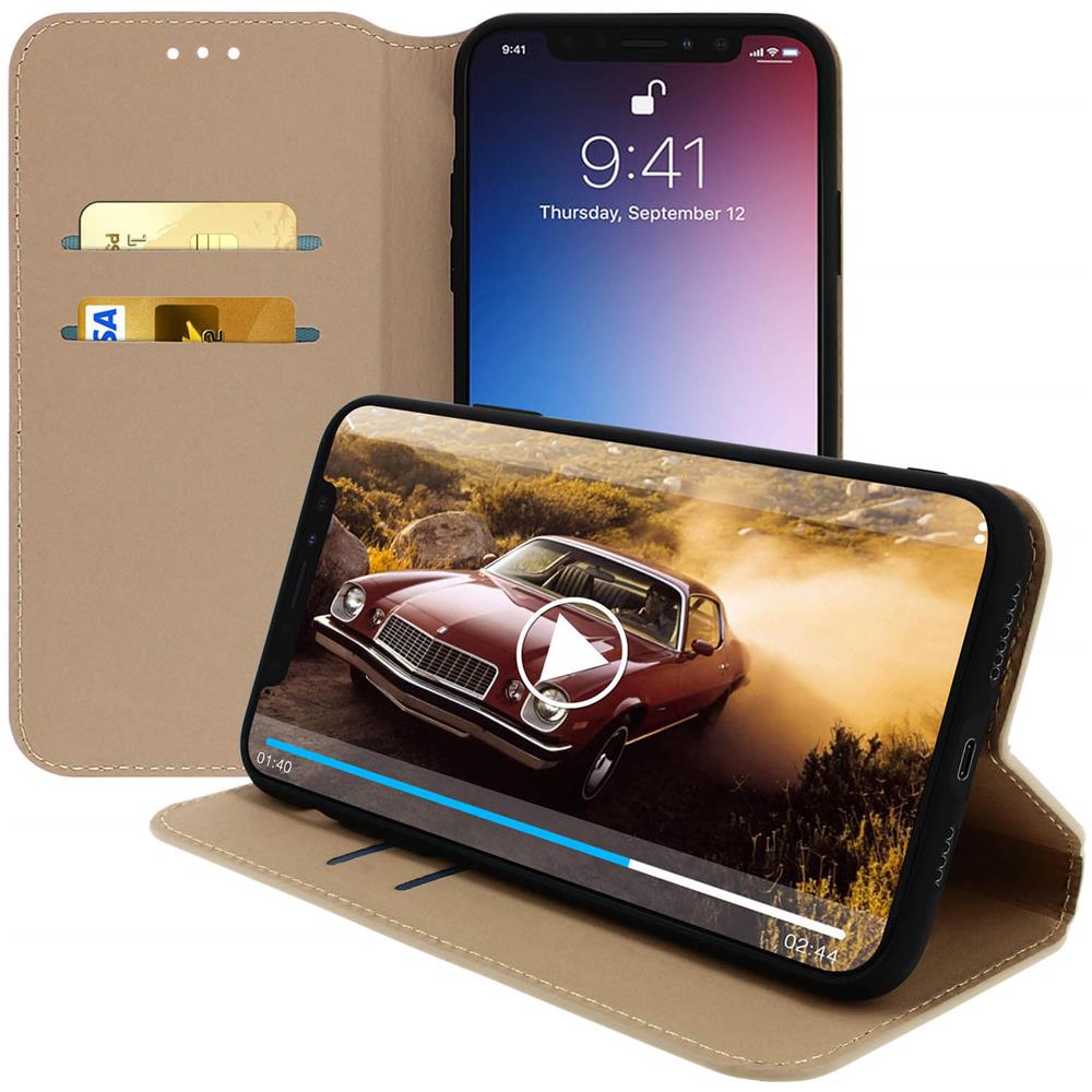 Custodia Iphone 11 Pro Max Portacarte Funzione Supporto Similpelle Liscia Oro - Foto 2