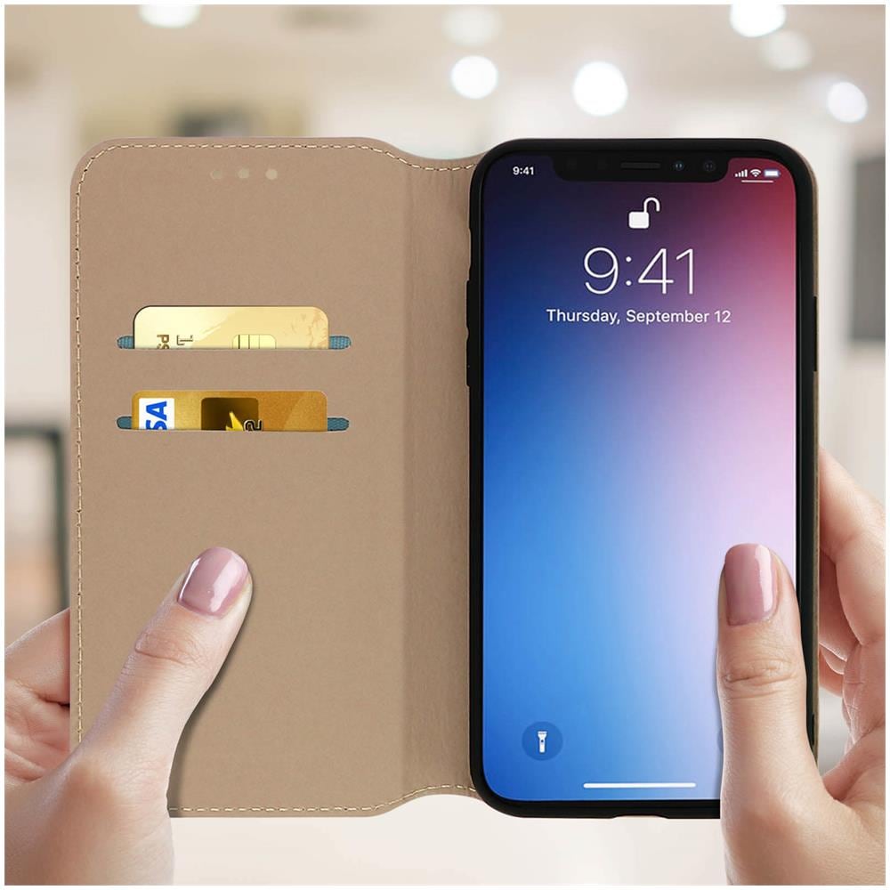 Custodia Iphone 11 Pro Max Portacarte Funzione Supporto Similpelle Liscia Oro - Foto 5