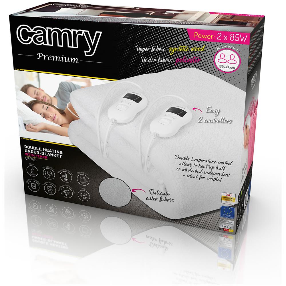 Scaldaletto Coperta Termica Elettrica Matrimoniale Cr 7421 Con Timer E Doppio Controller Lcd 120w 160x180 - Foto 14