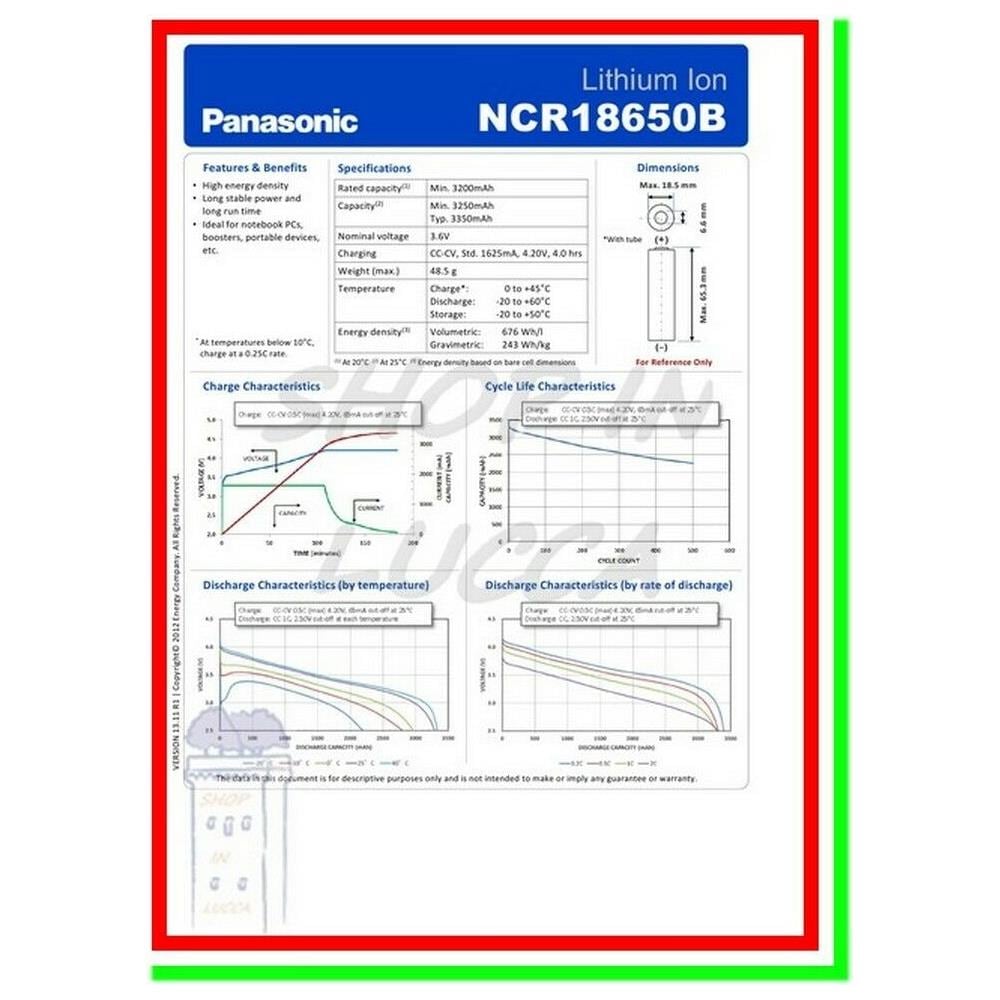 Panasonic Spezial-akku 18650 Li-ion Ncr18650bl 3.7 V 3400 Mah (ncr18650b) - Foto 2