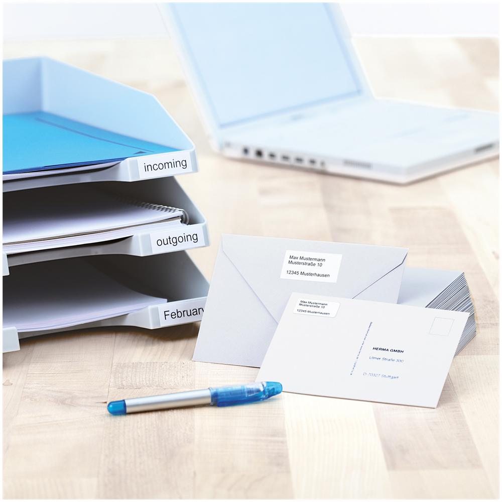 Labels white 48,5x25,4 SuperPrint 4000 pcs. , Bianco, Labels / pack - 4000 pcs. Sheets / pack - 100 pcs, 48, 5 x 25, 4 mm, A4 sheets, border on all sides - Foto 1